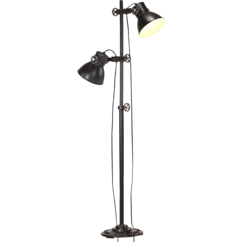 Lampadaire avec 2 abat-jour Noir E27 Fonte