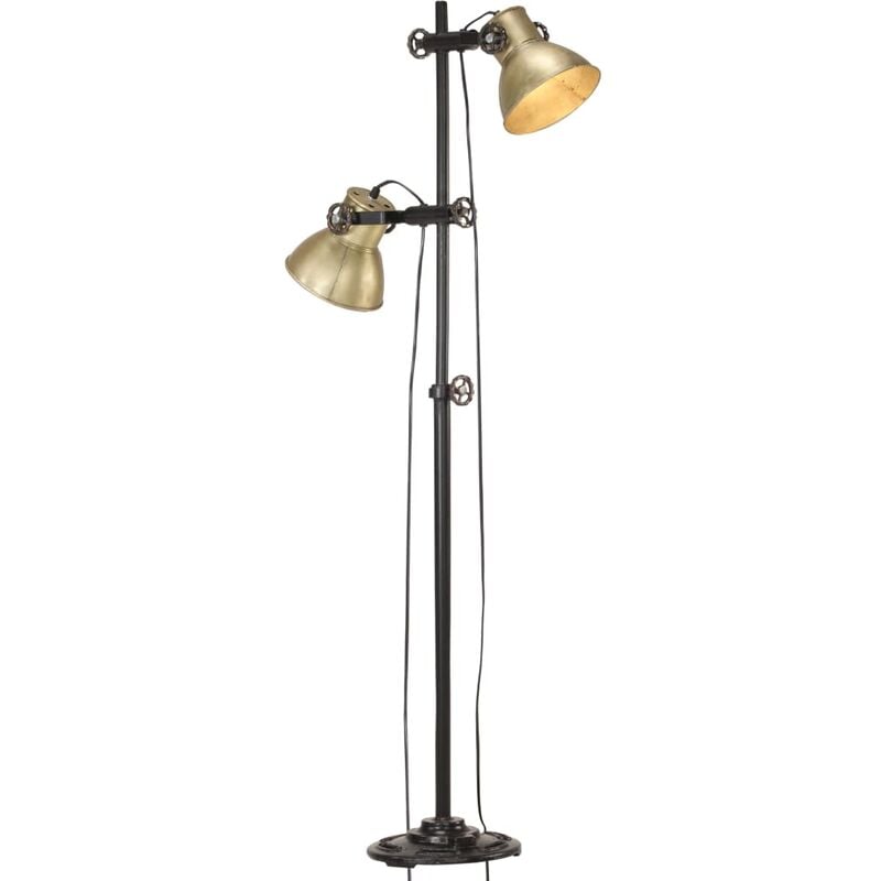 Lampadaire avec 2 abat-jour Laiton E27 Fonte vidaXL