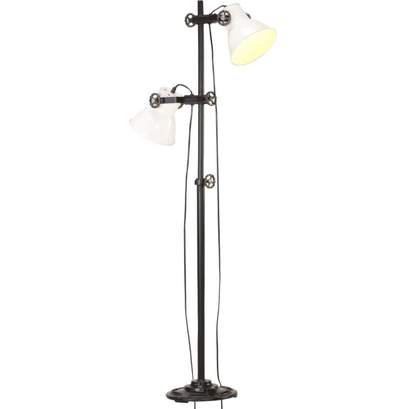 Lampadaire avec 2 abat-jour Blanc E27 Fonte Vidaxl