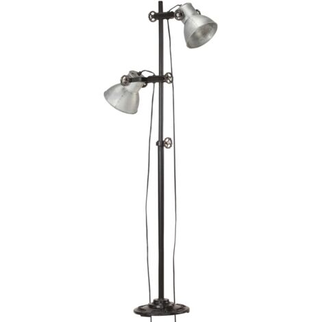 Lampadaire avec 2 abat-jour Argenté E27 Fonte CFW648245