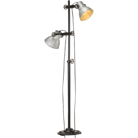 Lampadaire avec 2 abat-jour Lampe sur Pied | Lampadaire salon Argenté E27 Fonte 76267 - Argent