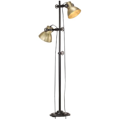 Lampadaire avec 2 abat-jour Lampe sur Pied | Lampadaire salon Laiton E27 Fonte 25842 - Or