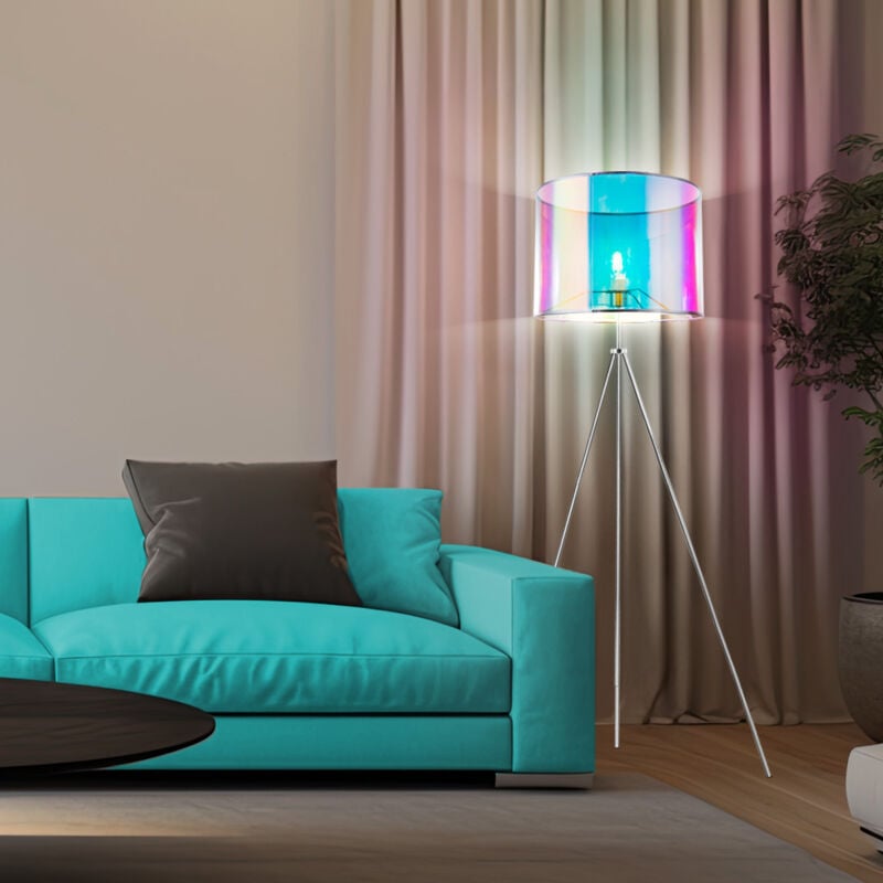 Lampadaire avec abat-jour coloré Lampadaire design Lampadaire 3 pieds avec interrupteur, 1x E27, DMxH 65x155cm dm abat-jour 40cm, salon chambre