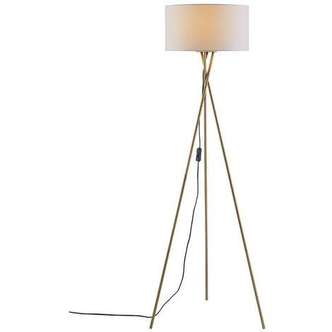 Home Loft Concept Lampe de table beige effet bois Base Tissu Blanc Abat-jour 31 cm H