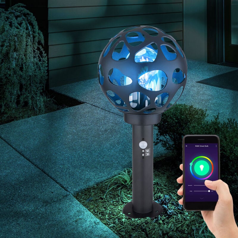 Lampadaire avec détecteur de mouvement lampe de chemin de boule avec détecteur de mouvement lampadaire extérieur extérieur, acier inoxydable