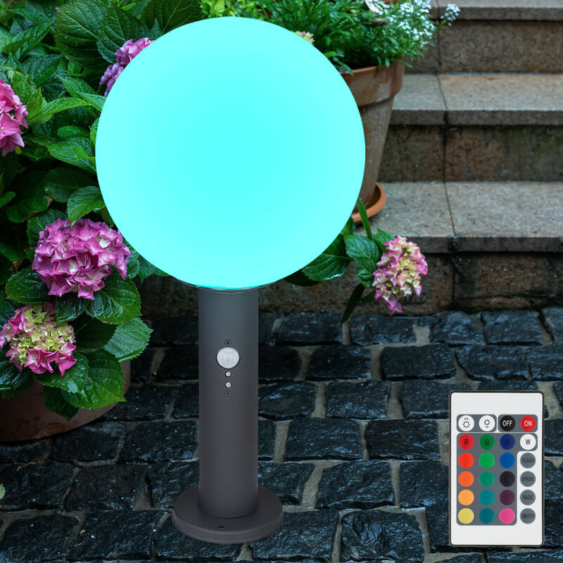 Globo - Lampadaire avec détecteur de mouvement sur pied extérieur capteur de lumière extérieur aluminium, télécommande dimmable, rgb led 8,5W 806Lm,