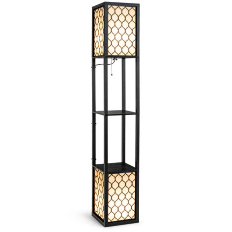 Lampadaire avec Etagères, Lampadaire Modernes avec 2 Tablette de Rangements Base pour Lampe E27 26 x 26 x 156cm DESIGN IN