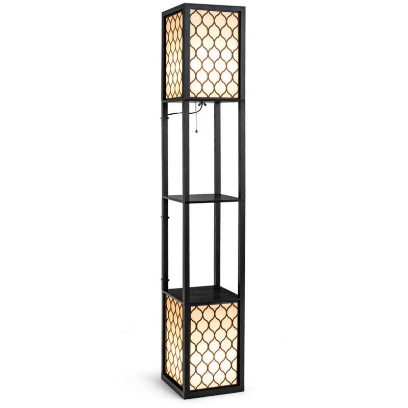 Lampadaire avec Etagères, Lampadaire Modernes avec 2 Tablette de Rangements Base pour Lampe E27 26 x 26 x 156cm design in