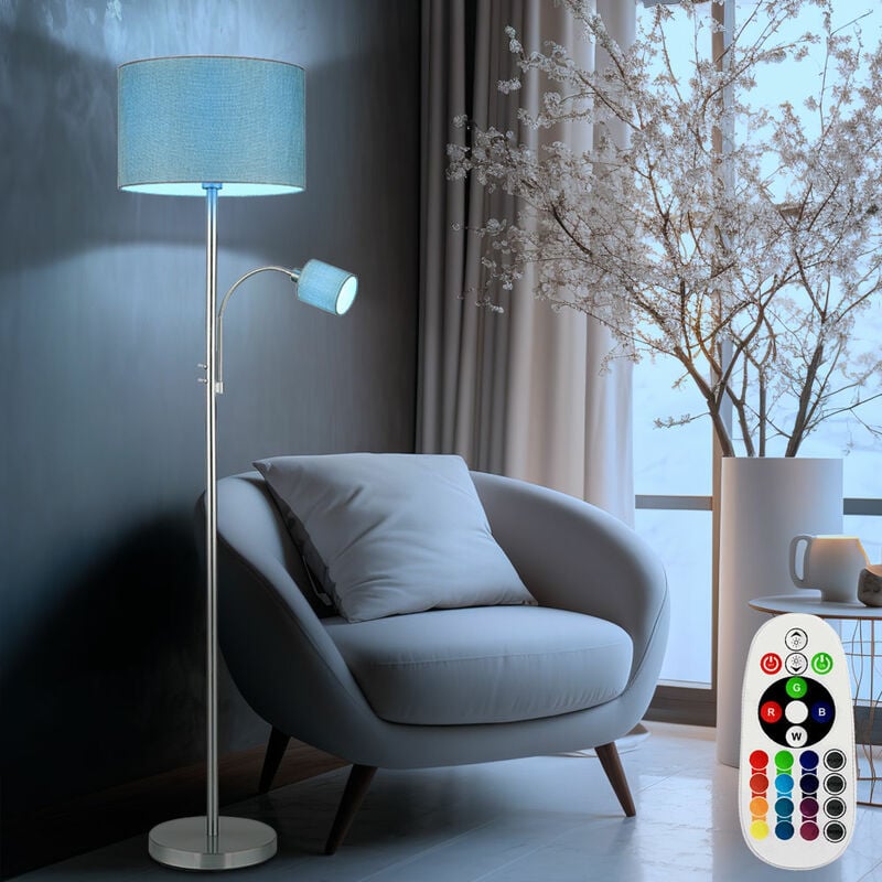 Lampadaire avec lampe de lecture, lampadaire, chambre à coucher, lampe de salon, spot de lecture sur pied, télécommande dimmable, led rvb 1x 8,5W 1x