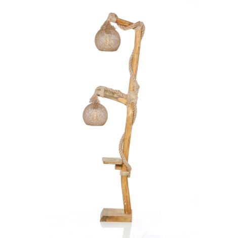 Lampadaire et bout de canapé Norral H147cm Bois Naturel et Métal