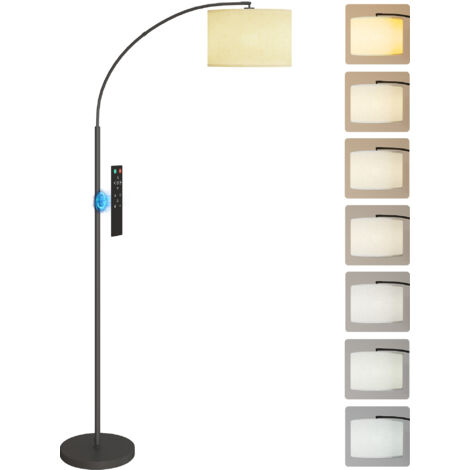 Lampadaire avec télécommande abat-jour réglable 11 température de couleurs et 11 niveaux de luminosité minuterie noir