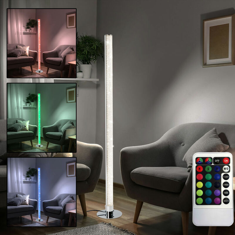 Lampadaire avec télécommande Lampadaire cristaux Lampadaire dimmable, changement de couleur, 1x LED RGB 11W 1200Lm blanc chaud, DxH 18 x 120 cm