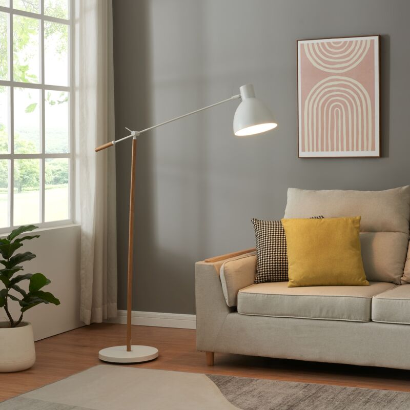 Lampadaire Banchory métal 163 cm effet bois / blanc Lux.pro