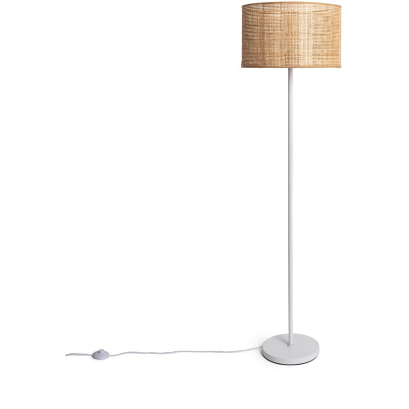 Lampadaire Rotin et Métal Baracoa Blanc