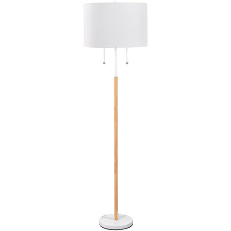 Lampadaire blanc chaînette abat-jour ovale 2xE27 15W Fogo