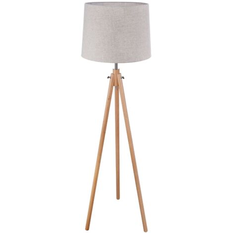Lampadaire bois brun abat-jour beige Maytoni Calvin E27