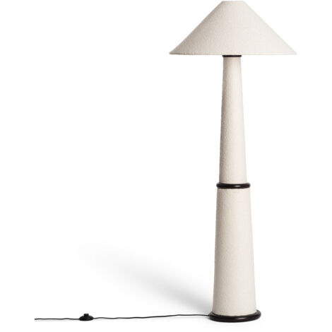 Lampadaire Bois et Tissu Lombe Blanc