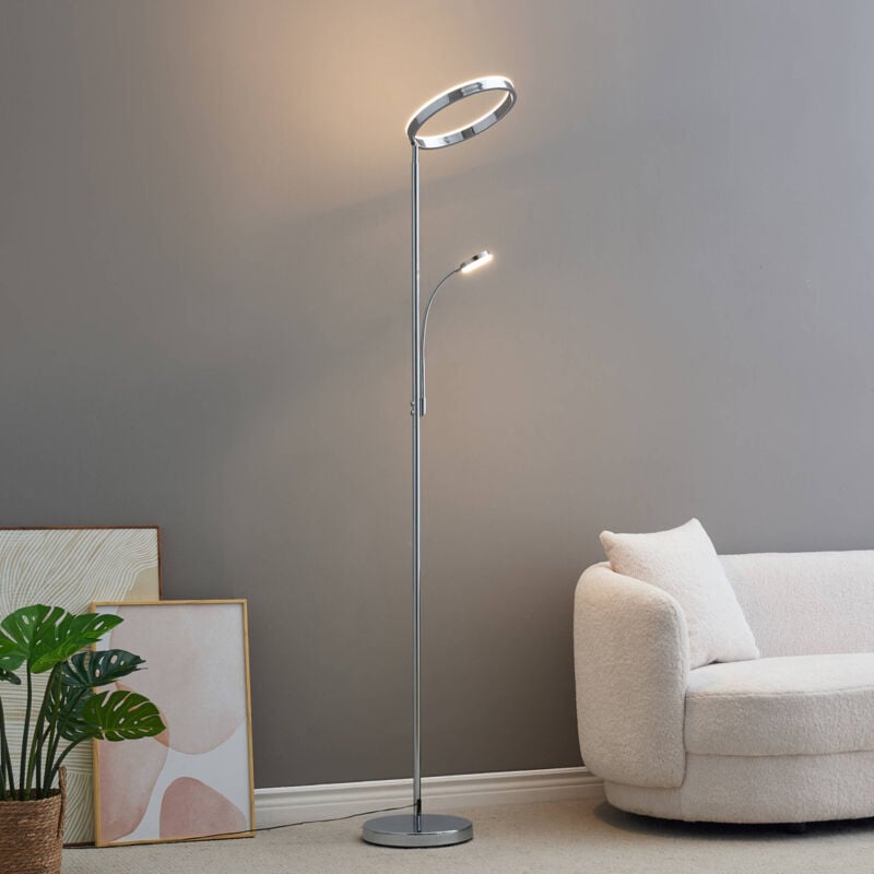 Lampadaire chromé dimmable double éclairage led - Pancho