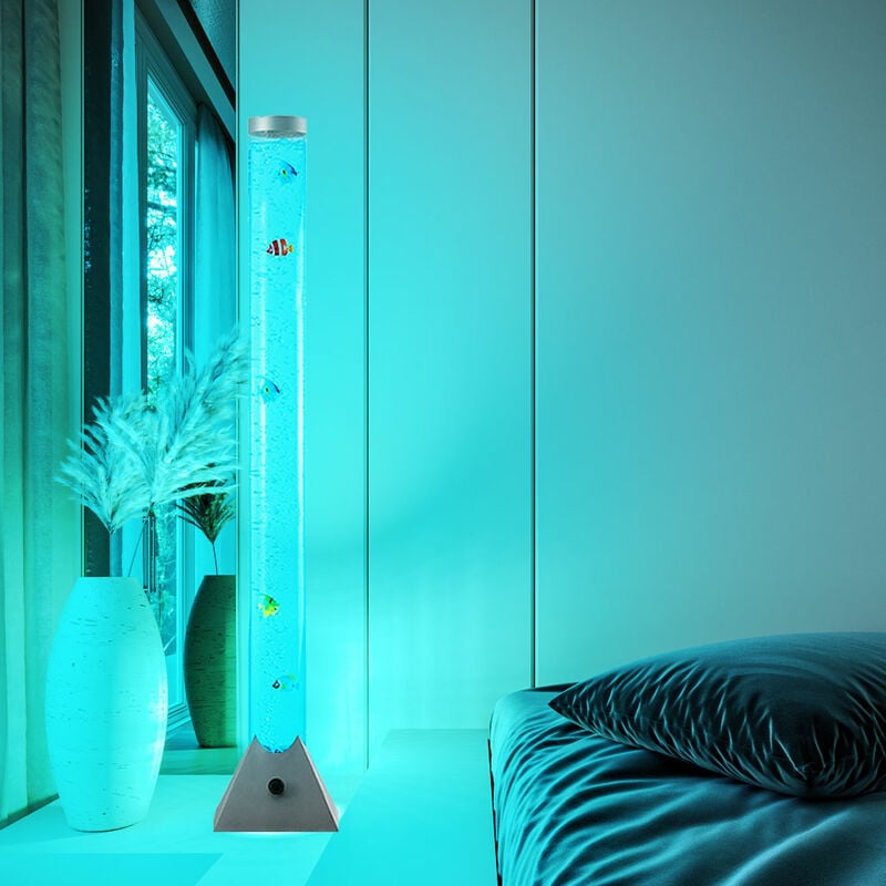Colonne lumineuse led colonne d'eau avec colonne de bulles d'eau poisson, avec lampadaire décoratif led rvb à changement de couleur, LxlxH 19x19x90 cm