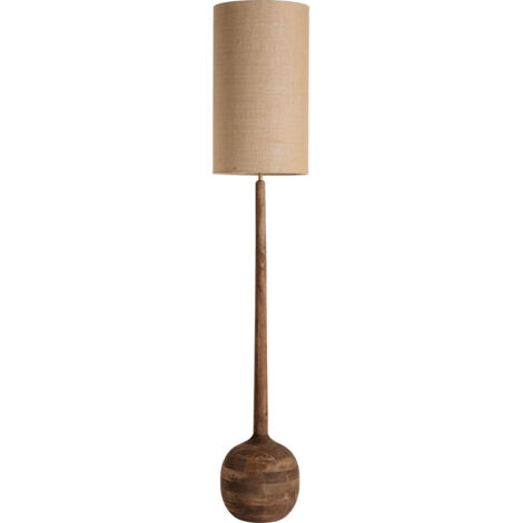 Lampadaire contemporain en bois de manguier et jute naturel - Bois naturel et jute clair