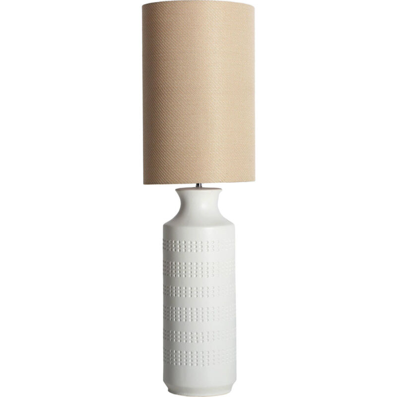 Lampadaire contemporain en céramique blanche et polyester brun élégant - Blanc céramique et brun polyester
