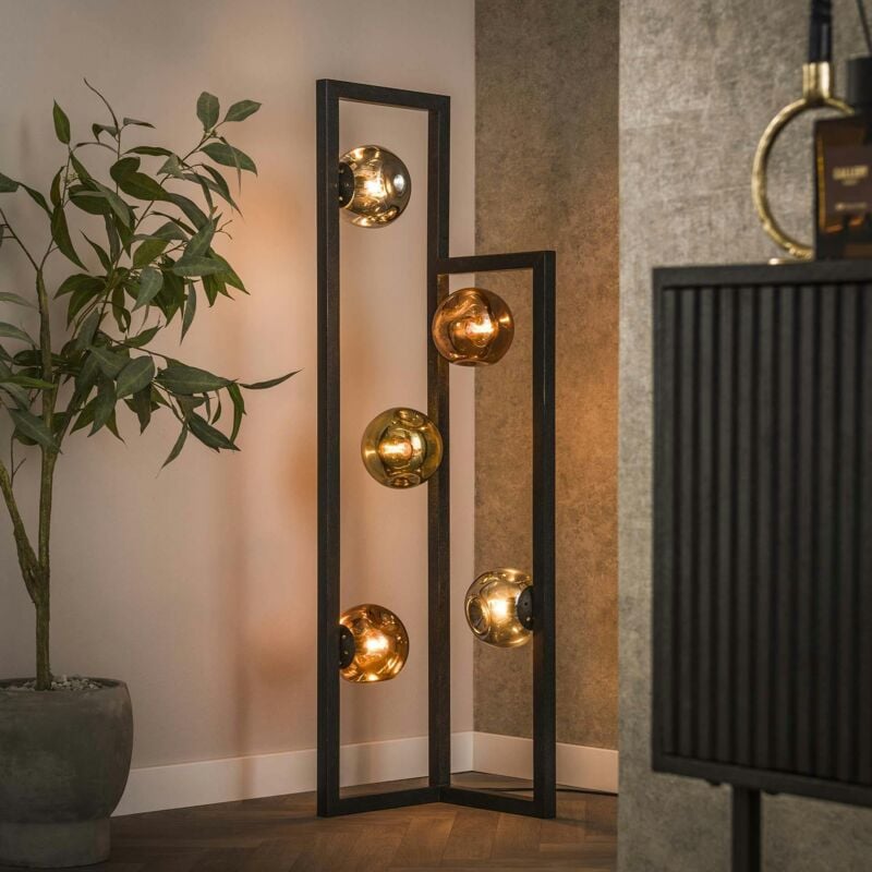 Lampadaire d'angle 5 abat-jour en verre déformé niagara