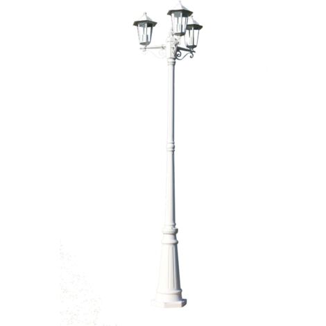 XL DESTOCK Lampadaire de jardin 3 bras 215 cm Blanc Aluminium vidaXL