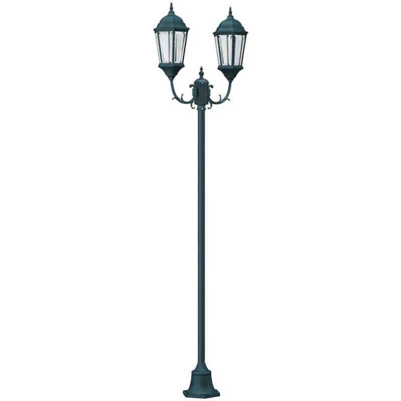 Vidaxl - Lampadaire de jardin à 2 lampes E27 Vert 220 cm en aluminium