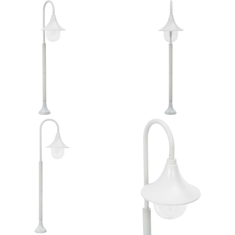 Lampadaire de jardin E27 120 cm Aluminium Blanc - Lampadaire De Jardin - Éclairage Extérieur - Luminaire De Terrasse - Lumière Extérieure