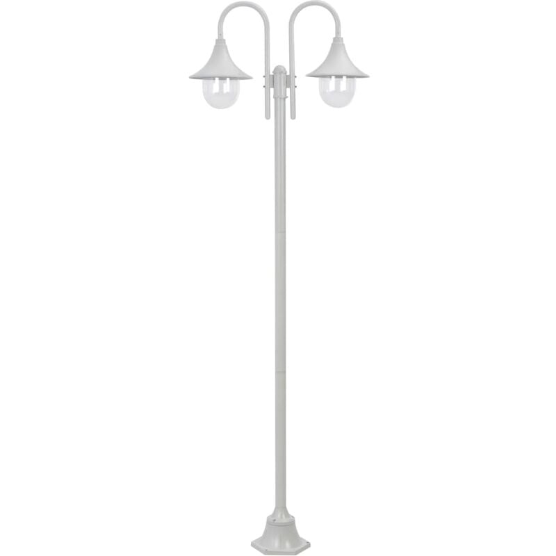 Inlife Lampadaire de jardin E27 220 cm Aluminium 2 lanternes Blanc - Blanc