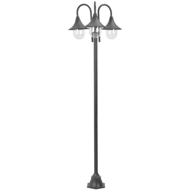 Lampadaire de jardin E27 220 cm Aluminium 3 lanternes Bronze Vidaxl