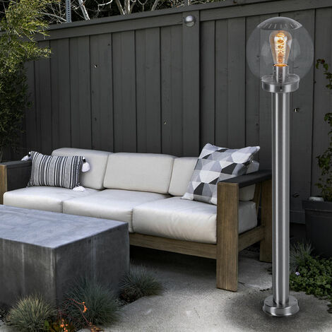 Eclairage de chemin extérieur lampadaire de jardin lampadaire de terrasse  extérieur debout, IP44 anti-éclaboussures en acier inoxydable boule argent  blanc, 1x douille E27, DxH 20x110 cm