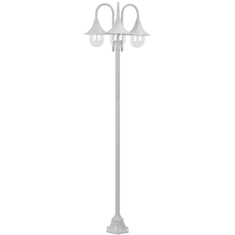 Lampadaire de jardin Lampe sur Pied d'extérieur  Lampe De Jardin E27 220 cm Aluminium 3 lanternes Blanc 25288