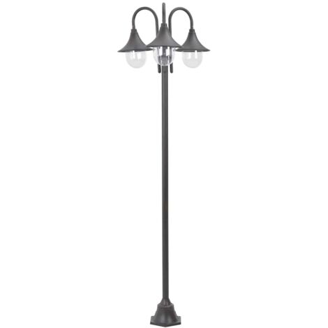 Lampadaire de jardin Lampe sur Pied d'extérieur  Lampe De Jardin E27 220 cm Aluminium 3 lanternes Bronze 70752