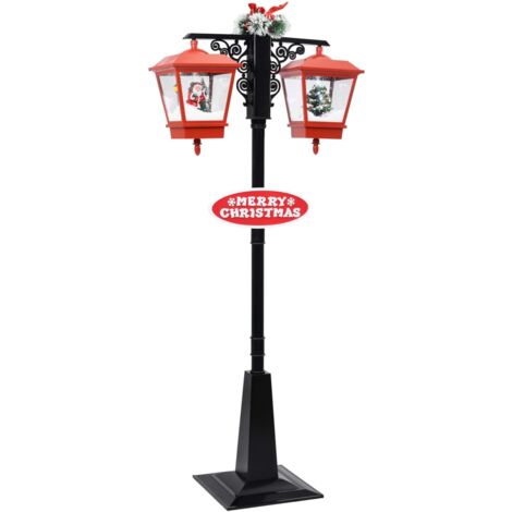 Lampadaire de Noël et Père Noël PVC Réverbère Blanc/Rouge Multi-taille vidaXL