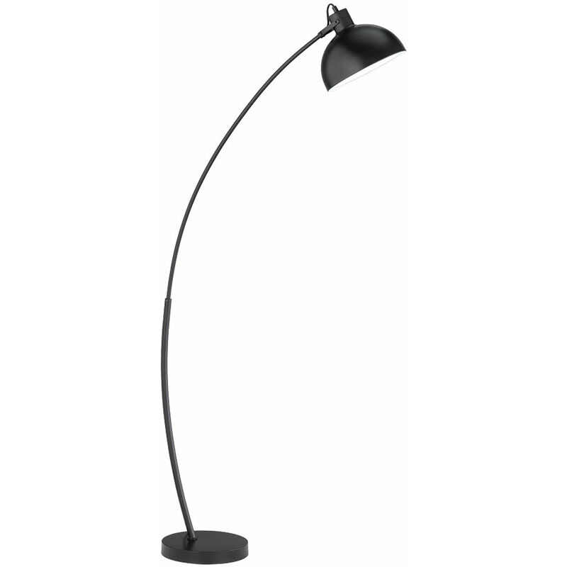 lampadaire de salon lampe chambre lampadaire sur pied, a arc en metal, noir, interrupteur e27, hxl 155x25cm
