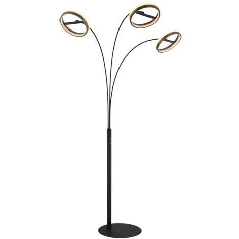 Lampadaire de salon orientable noir tactile variateur LED H 190 cm