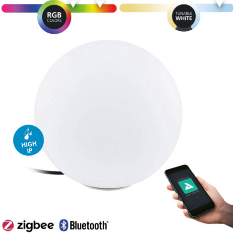 Lampadaire de sols Monterolo-z blanc H: 50cm Ø: 50cm avec câble + prise IP65 avec connexion Z