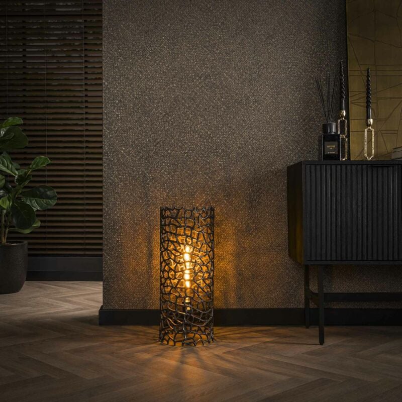 Lampadaire décoratif en métal effet toile h 61 cm ralf