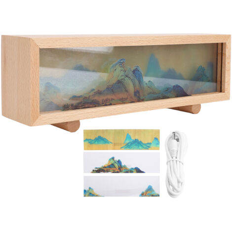 Lampadaire Décoratif LED rechargeable avec Dalles Acrylique 3D en Bois - Touche Contrôle et Dimmage Progressif