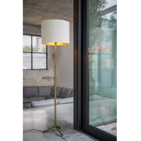 Lampadaire Denise Bronze Abat Jour Cylindre Blanc Crème