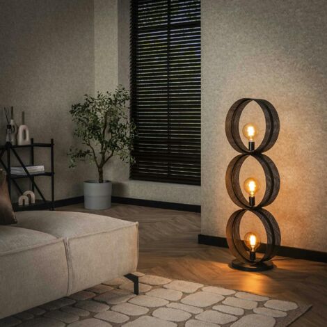 Lampadaire design 3 anneaux en métal perforé RALF