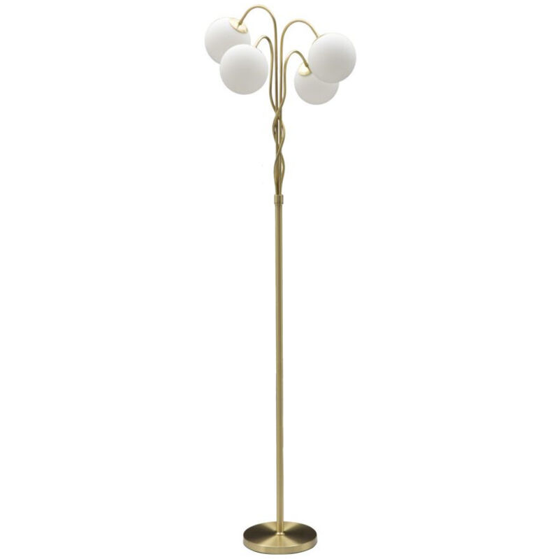 Lampadaire Design 4 Sphères "Glamy" 176cm Blanc & Or Lampadaire Design 4 Sphères "Glamy" 176cm Blanc & Or
