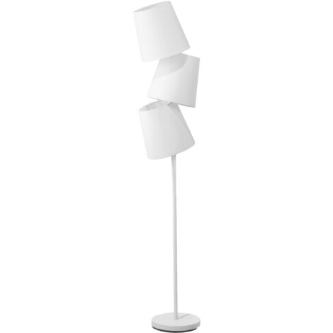 Lampadaire Design à 3 Abat-Jour E14 Max 40W en Métal et Tissu Blanc 164 cm Rio Grande
