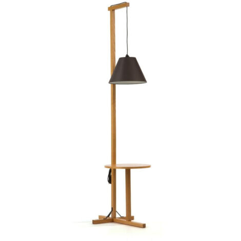 Lampadaire Design avec Table d'Appoint "Floor" 199cm Chêne & Noir