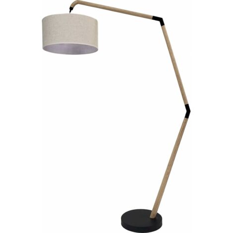 Lampadaire design bois clair abat jour beige élégant salon - Beige naturel et bois clair