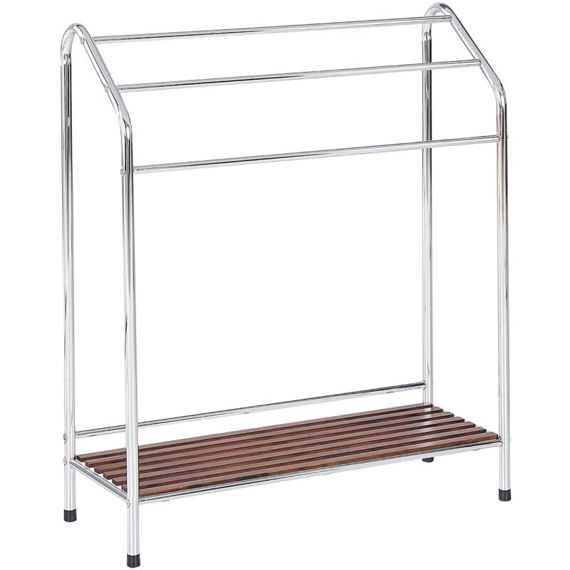 Porte-serviettes Rangement Salle de bain 3 Rails Étagère Acier Argenté Yopal