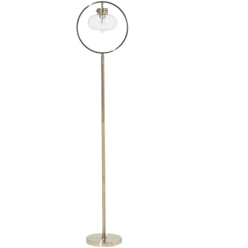 Lampadaire en Métal Doré avec Abat-jour en Verre Transparent E27 Max 60W pour Éclairage de Chambre ou Salon Industriel et Rétro Beliani