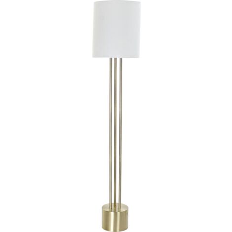 Lampadaire design doré et lin élégant pour salon - Doré mat et lin blanc