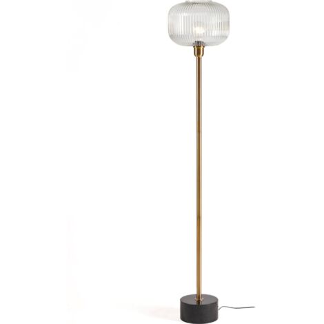 Lampadaire design doré et noir pied marbre globe verre élégant - doré noir et verre transparent